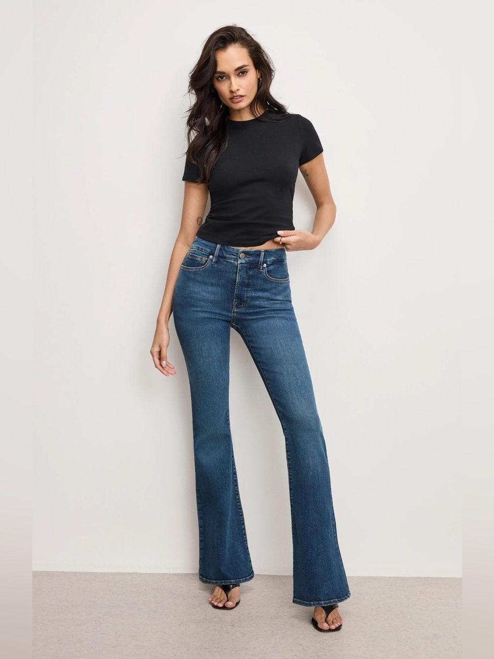 Good American Soft-Tech Good Classic High Rise Flare Jeans Sz 8/29